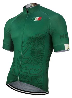 Camiseta de ciclismo con bandera de México para hombre, rop