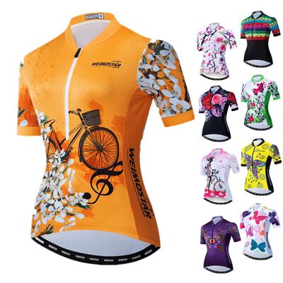 Maillot de Ciclismo de manga corta para mujer, camiseta tran