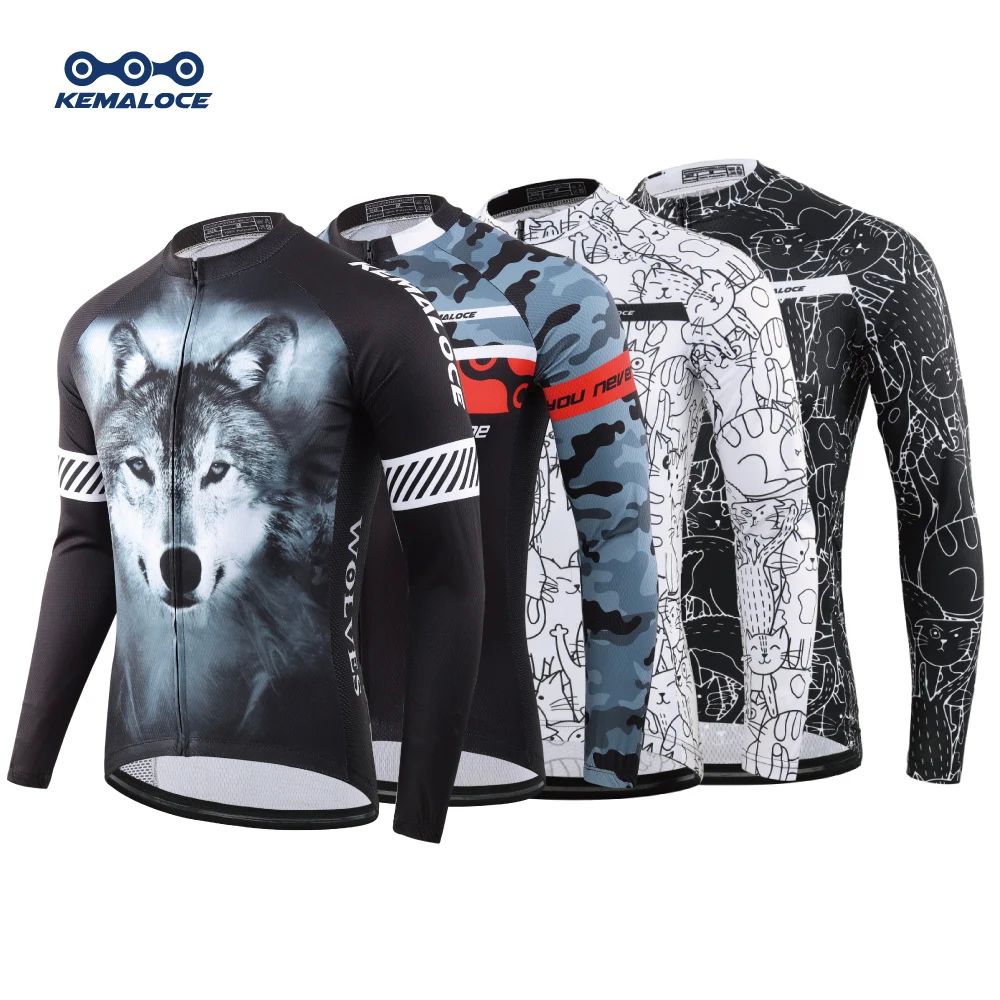 KEMALOCE-Camiseta de ciclismo para hombre, Jersey de manga c