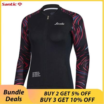 Santic-Camiseta de ciclismo para mujer, manga larga, cómoda
