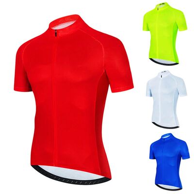 Solid Color Summer Men Short Sleeves Cycling Jersey Polyeste