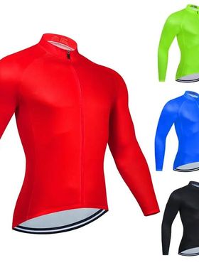 Camisetas de Ciclismo de manga larga para Hombre, ropa roja