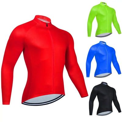 Camisetas de Ciclismo de manga larga para Hombre, ropa roja