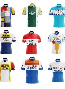 Epedex-Camiseta de manga corta para Ciclismo, Ropa Retro par