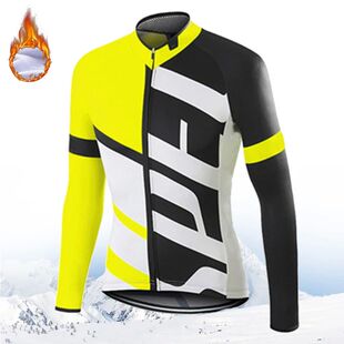 Winter Pro Cycling Jerseys Men Long Sleeves Fleece Warm MTB