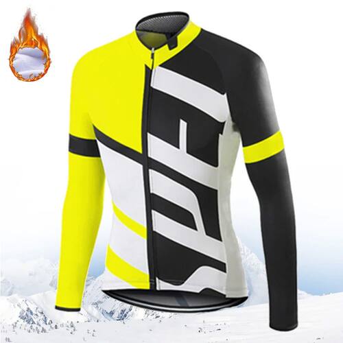 Winter Pro Cycling Jerseys Men Long Sleeves Fleece Warm MTB