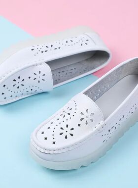 Genuine Leather Women Flats Fashion Casual Women Shoes Hollo