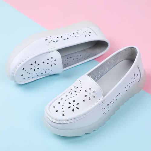 Genuine Leather Women Flats Fashion Casual Women Shoes Hollo