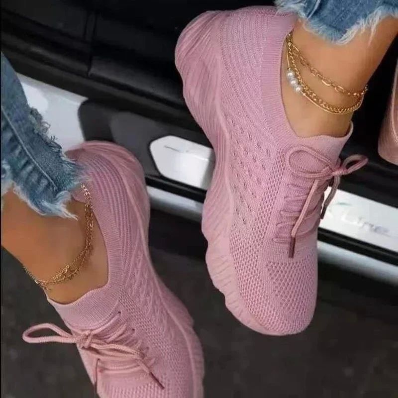 Women Mesh Breathable Casual Sneakers Lace-up Vulcanized Sho
