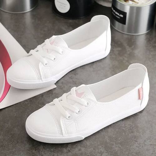 ComfortableWomen's Casual Flat White Lace-up Shoes Summer Vu
