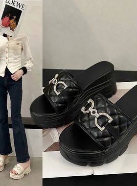 Chain Wedges Slippers Women High Heels Platform Shoes Summer