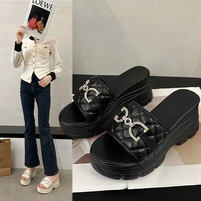 Chain Wedges Slippers Women High Heels Platform Shoes Summer