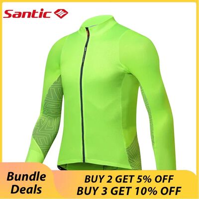 Santic-Camiseta de manga larga de ciclismo para hombre, cami