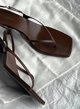 Kitten High Heels Sandals Women Flip Flops Square Toe Shoes