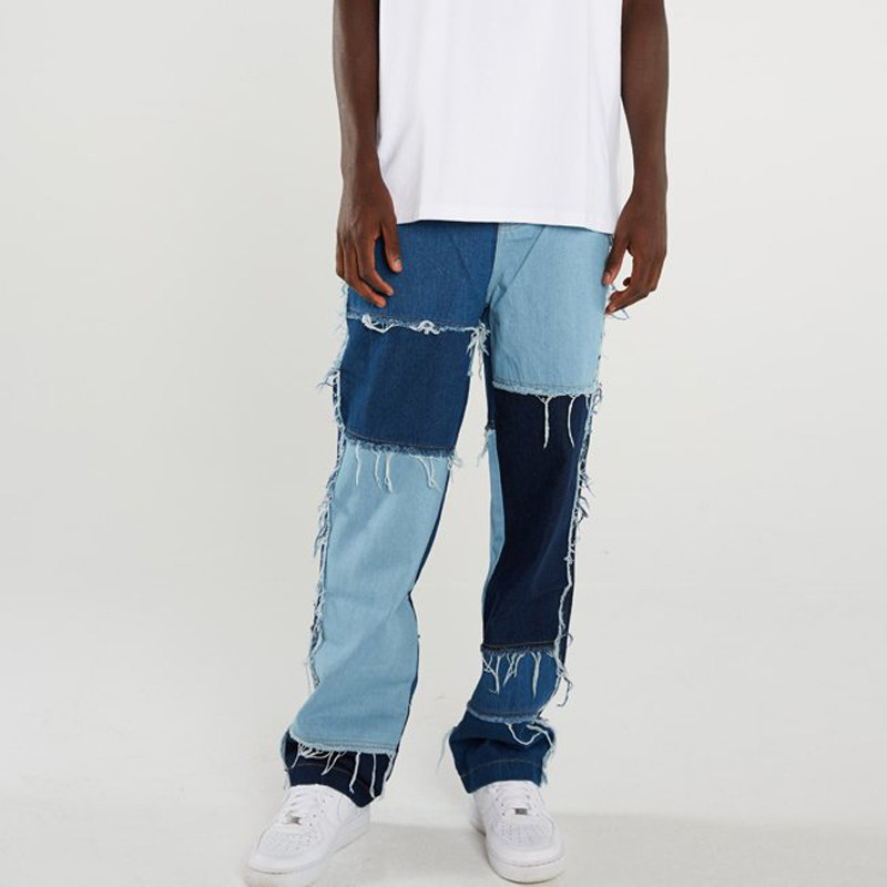 Men Wash Splice Casual Straight Tassel Patchwork Jeans Trou|msdalam kategori Pakaian Lelaki, seluar jeans - dari Buy2taobao.com untuk memberikan perkhidmatan ejen Taobao profesional membeli