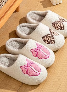 Women's Slippers Winter Indoor Elegant Beauty Bow Home Warm