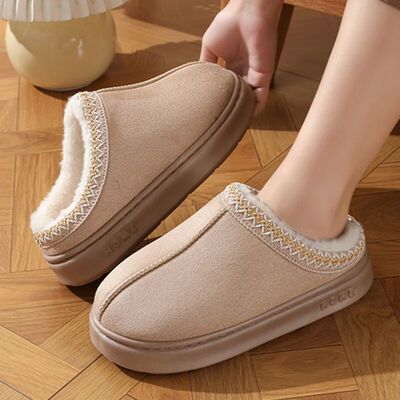 Winter Women Plush Inside Warm Home Slippers Faux Suede Thic