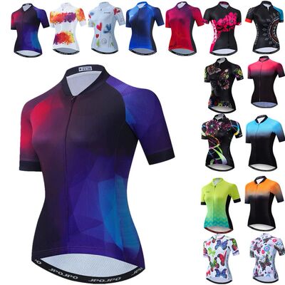 Camiseta de manga corta de ciclismo para mujer, uniforme de