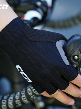 CCN新款短指骑行手套自行公路车半指手套缓震耐磨黑白色男女通用
