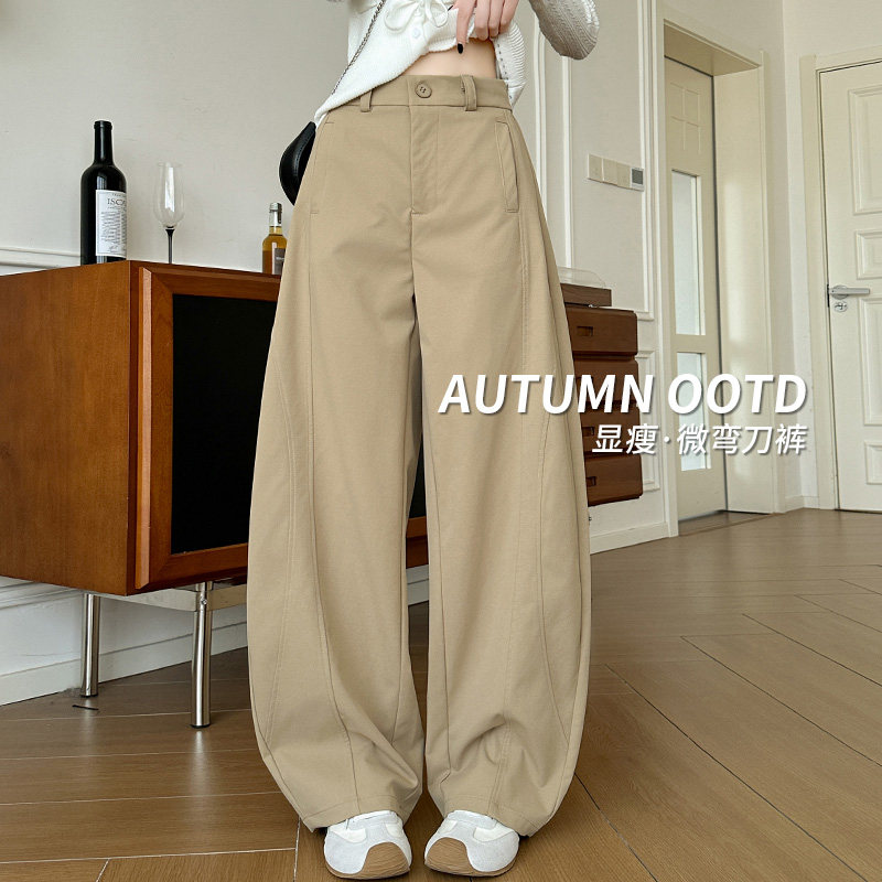 美式香蕉运动裤女2026春季新款小个子休闲百搭显瘦直筒弯刀阔腿裤