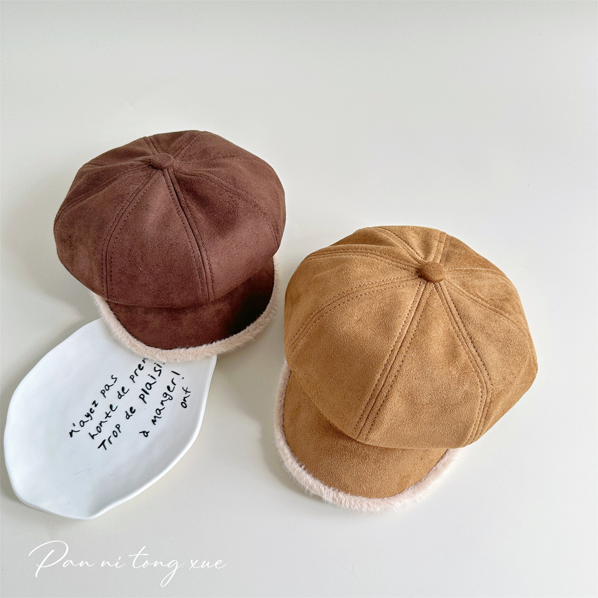 日系气质女童贝雷帽文艺复古八角帽子秋冬新款时尚百搭毛檐画家帽