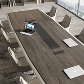 高档大会议桌长桌简约现代办公室开 会桌椅公司条形洽谈桌会议台