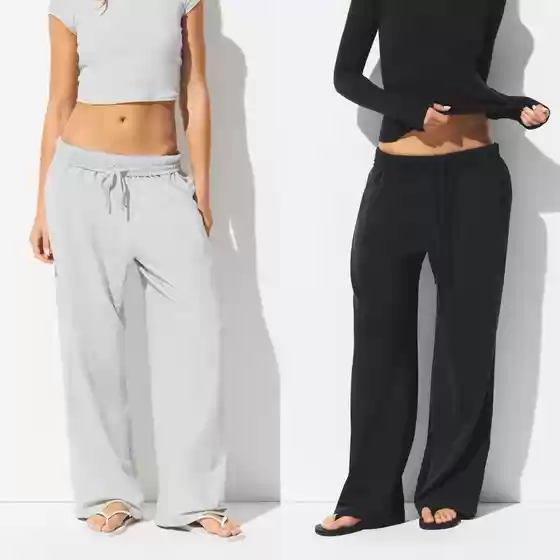 Slimming and Hip-Covering! Kardashian 26 Spring/Summer Cotton Series Cotton Casual Wide-Leg Pants Straight-Leg Trousers