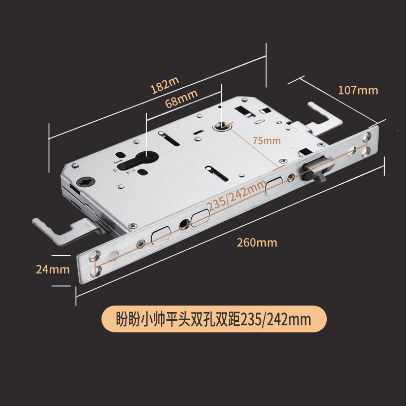 盼盼防盗门锁体指纹锁锁体双快双活锁体不锈钢通用24*260锁体