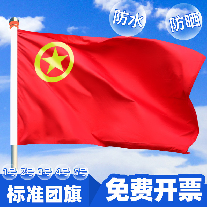 中国共青团团旗1号2号3号4号5号团旗定制大号红旗国旗定做纳米防水旗帜壁挂装饰手持标准团旗加厚户外型