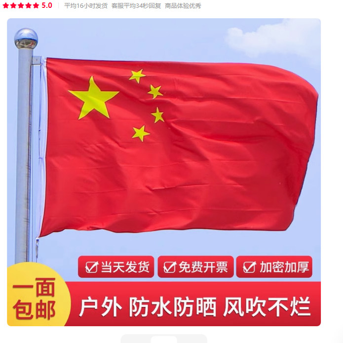 标准中国国旗户外带杆登山红旗五星中国带旗杆伸缩手持不锈钢少先队中大队2346米5号工型灯杆架国庆道路斜插 - 实物图