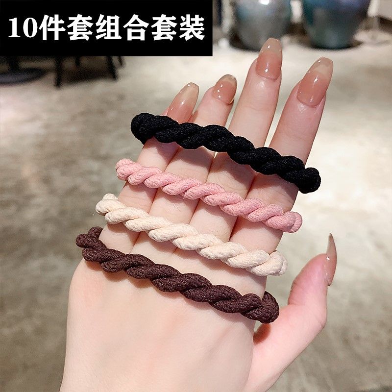 韩国麻花辫高弹力加粗皮筋女扎头发绳简约气质不伤发扎马尾发圈