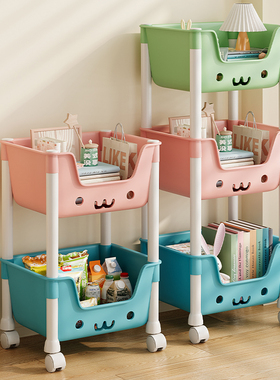 小推车零食杂物桌面旁阅读收纳书柜落地置物架卧室多层可移动书架