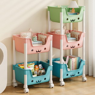 小推车零食杂物桌面旁阅读收纳书柜落地置物架卧室多层可移动书架