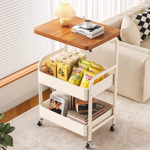 简约小推车收纳层架零食置物架客厅多层零食架可移动厨房夹缝菜篮