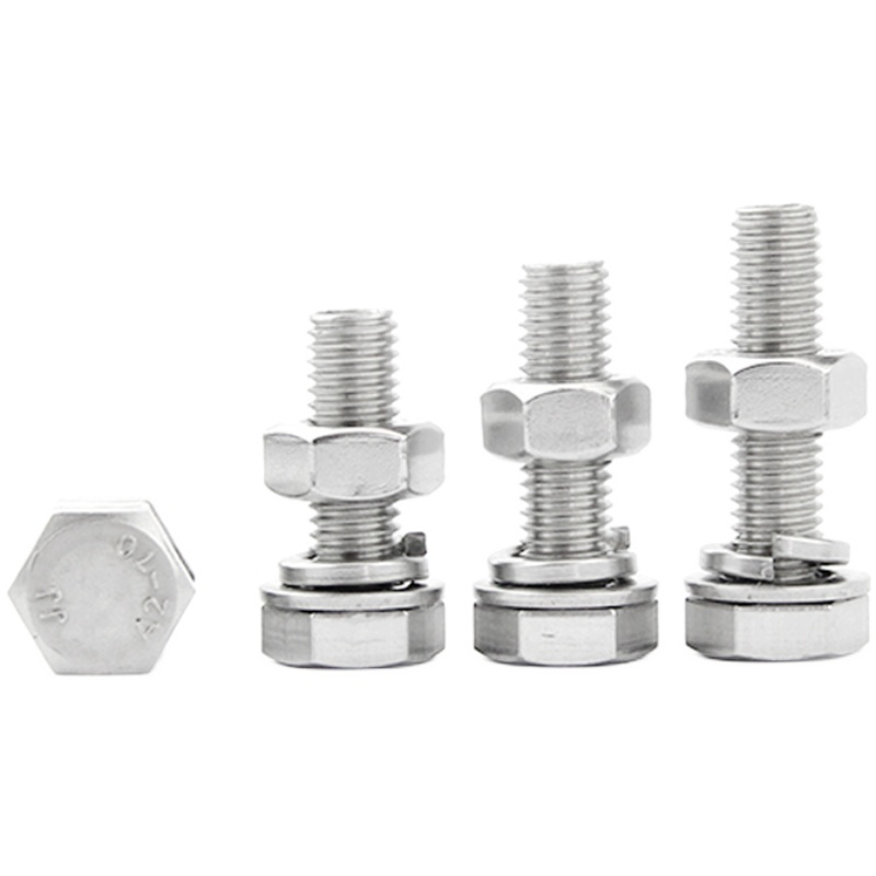 M4M5M6M8M10M12M16外六角螺栓304不锈钢螺丝螺母套装螺杆平垫组合