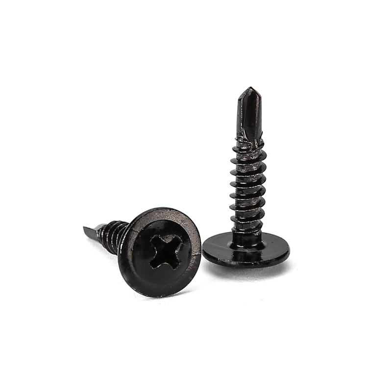 大扁头钻尾螺丝燕尾丝黑锌圆头华司十字大头自攻钻尾彩钢瓦钉M4.2