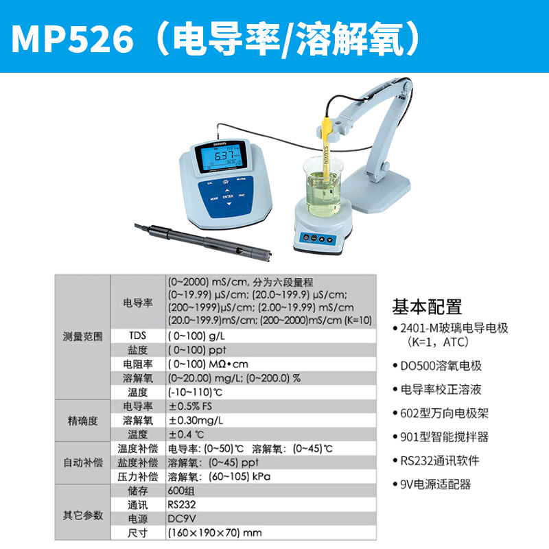上海三信MP511/512/513/z521台式酸度计PH计电导率测试仪溶解氧仪