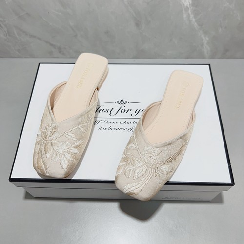 好穿国风新中式方头平底凉鞋女夏