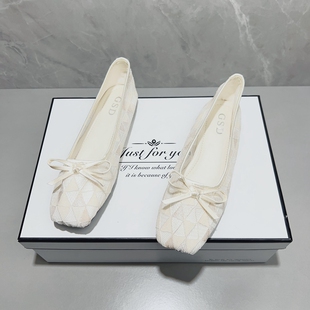 小香风凉鞋女平底2026春夏季百搭透气网纱方头软底大码配裙子单鞋