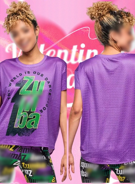 ZW健身服运动服上衣舞蹈休闲短袖T恤高质量短袖原色印花网布 1026