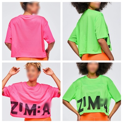 ZW健身服运动服上衣舞蹈休闲短袖网布透气T恤高质量荧光网布 1136