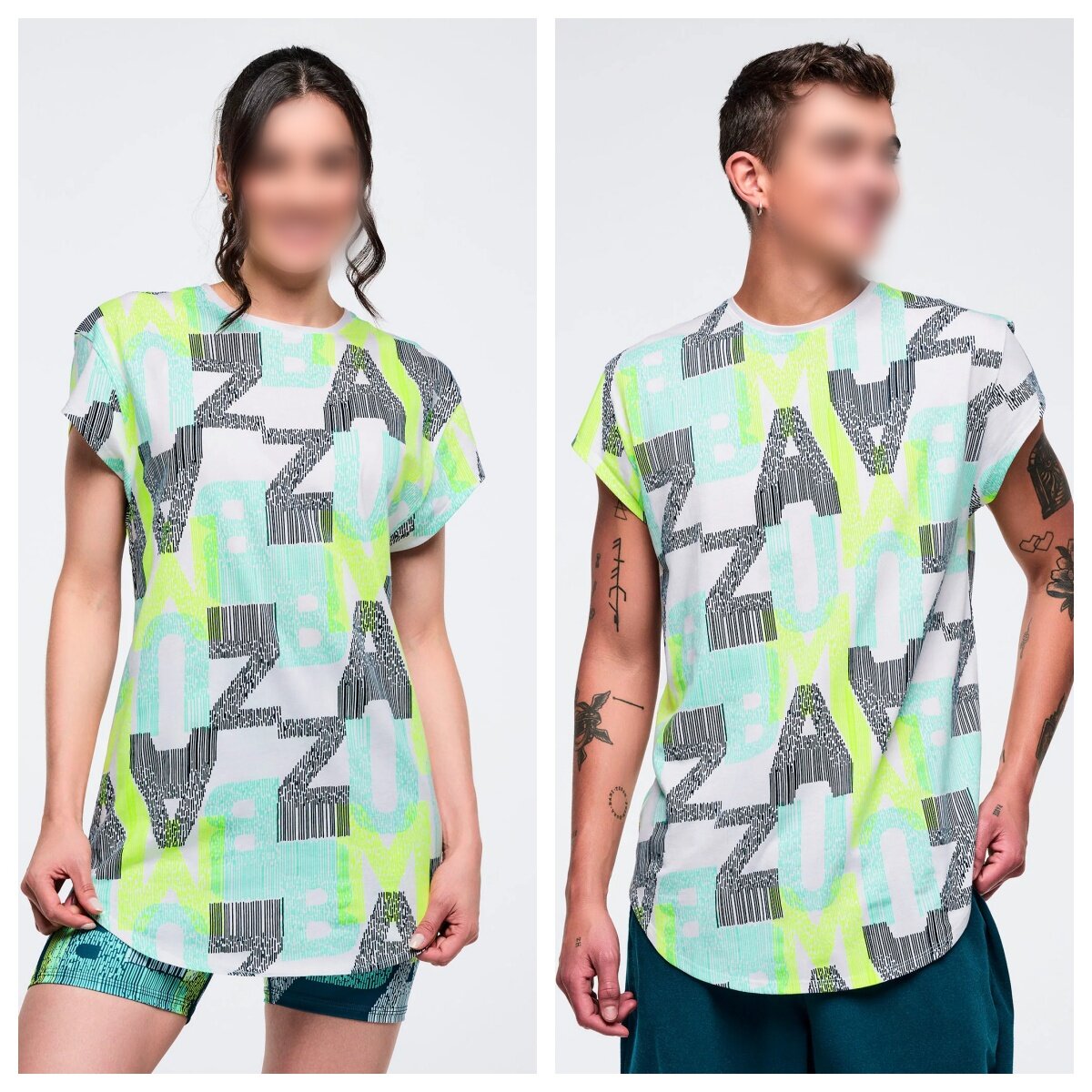 ZW新款健身服瑜伽休闲舞蹈跳操短袖宽松T恤上衣长款纯棉印花 127