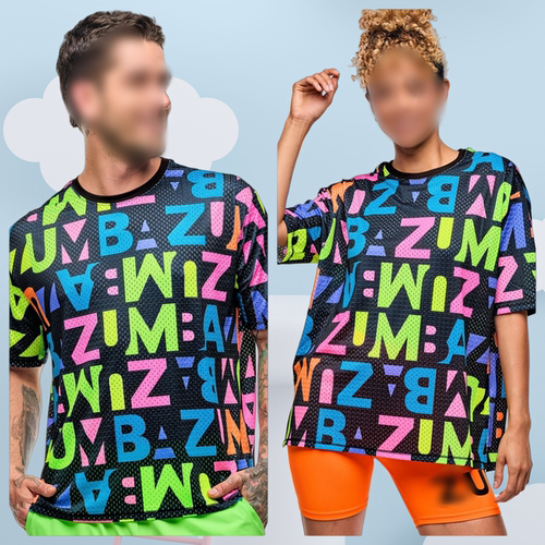 ZW新款现货健身服瑜伽休闲舞蹈服透气网布上衣短袖彩色印花  1137
