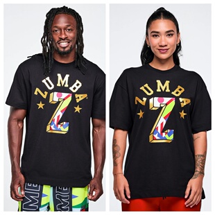 ZW新款现货健身服舞蹈服运动上衣休闲跑步短袖T恤圆领印花满印426