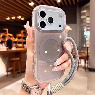 晕染渐变适用苹果17promax手机壳2026新款 女air挂绳iphone16pro大孔磁吸15高级感13pm防摔16外壳网红12保护套