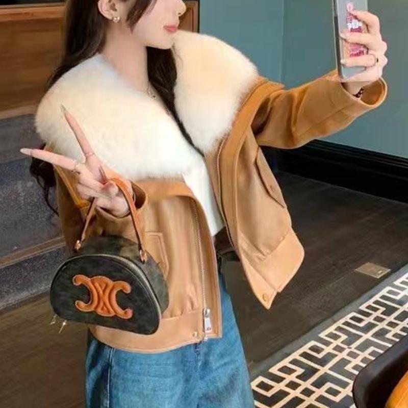 狐狸毛皮草外套女鹅绒内胆