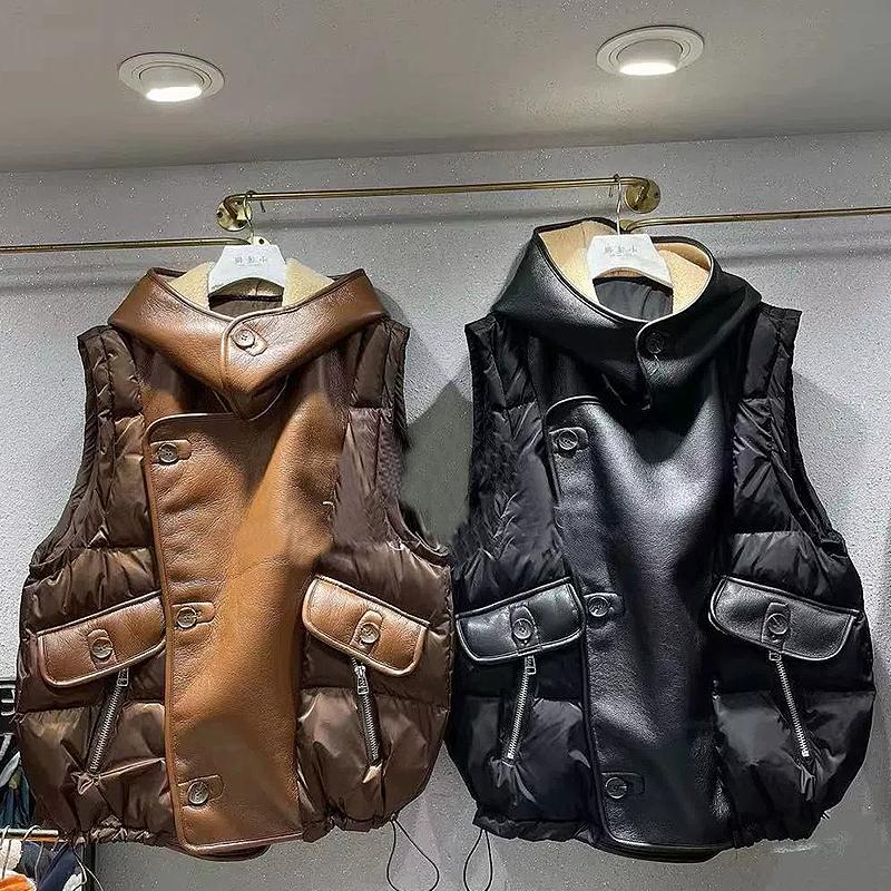 皮毛一体马甲外套秋冬新款