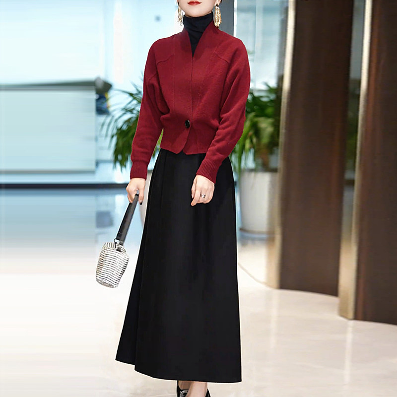 红色针织衫女春秋2025新款