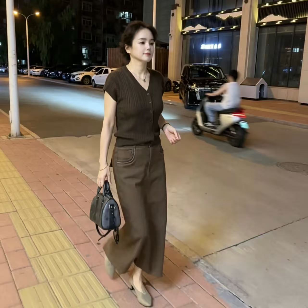 韩版针织衫显瘦气质半身裙