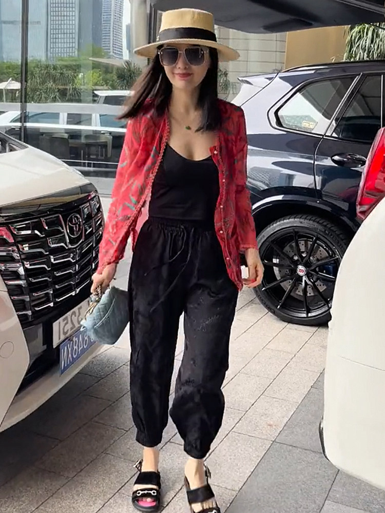 时尚洋气女神范黑色九分裤夏季潮